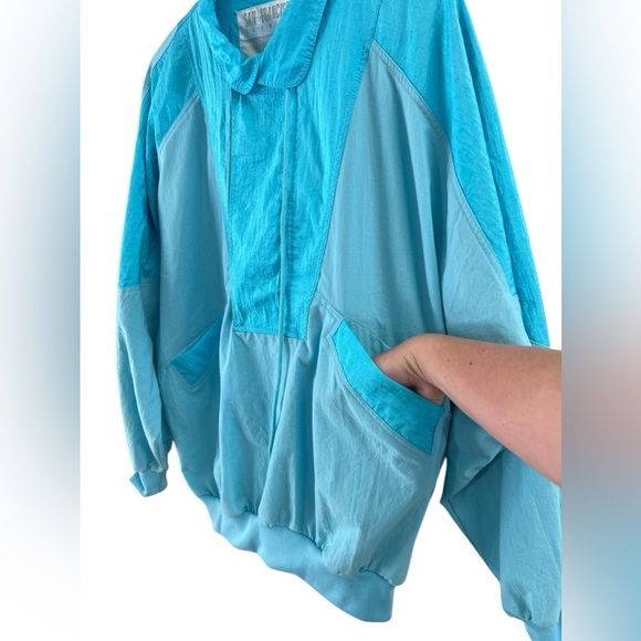 Vintage blue track suit jacket and pant set - Picture 3 of 9